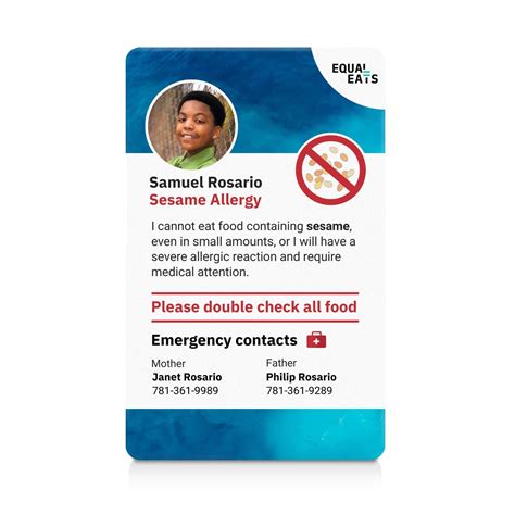 Sesame Allergy Id Card Equal Eats