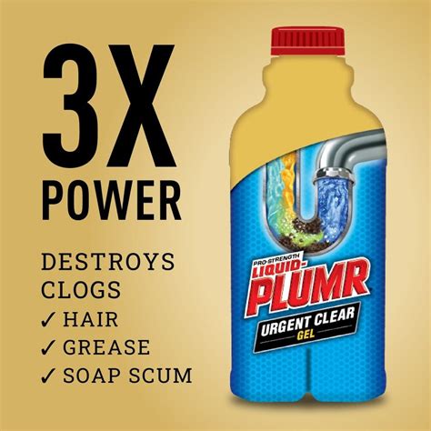Unclog Drains In Minutes With Liquid Plumr Urgent Clear Its Three In One Action Destroys Hair