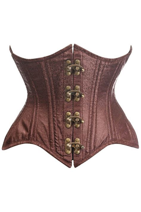 Daisy Corsets Top Drawer Double Steel Boned Brown Brocade Curvy