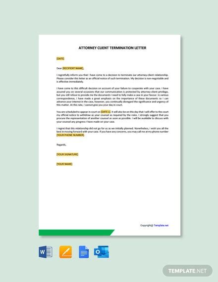 Letter of intent (loi) intent letter format, samples, examples, templates. Attorney Client Termination Letter Samples & Templates Download