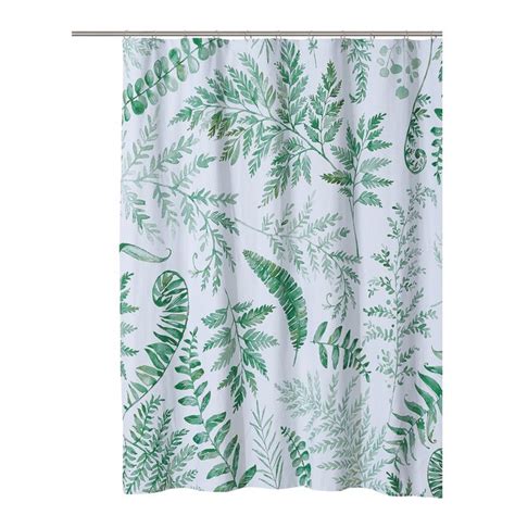 Style Quarters 72 In W X 72 In L Green Floral Cotton Shower Curtain In