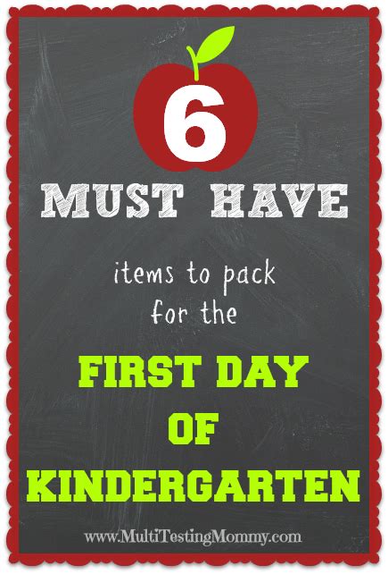 a sign that says must have items to pack for the first day of kindergarten