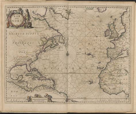 1650 Map Of The Atlantic Ancient Maps Vintage Maps Nautical Chart