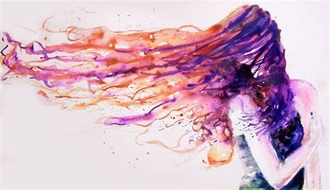 Hair Blowing In The Wind Wind Art Watercolour Hair Hair In The Wind