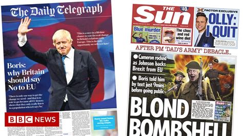 Newspaper Headlines Boris Johnson Eu Referendum Pilot Dies And Queen
