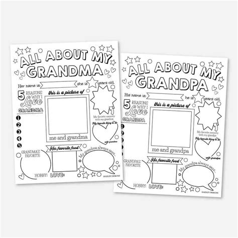 Printable All About Grandma And Grandpa Templates Hadley Designs