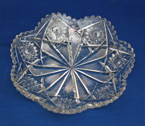 Antique Libbey Glass Co Cut Glass Empress Pattern Dish American Brilliant Period Abp Circa
