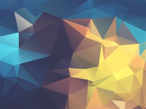 Minimalism Abstract Low Poly Geometry Yellow Blue Digital Art