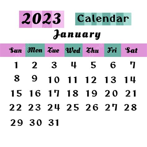 Calendar 2023 January White Transparent 2023 January Calendar
