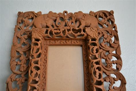 Intricate Ornate Balinese Carved Wood Picture Frame