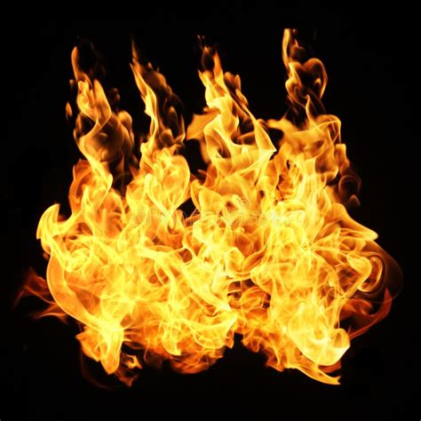 Fire Flames Collection Isolated On Black Background Stock Photo Image