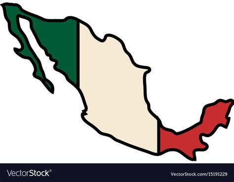 Mexico Country Map Icon Over White Background Colorful Design Vector