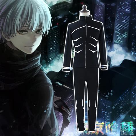 Anime Tokyo Ghoul Cosplay Kaneki Ken Black Battle Uniform Suit Zipper