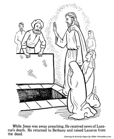 Lazarus of bethany, also known as saint lazarus or lazarus of the four days, venerated in the eastern orthodox church as (righteous) lazarus the four days dead after he rose again, is the subject of a prominent sign of jesus in the gospel of john. Jesus raises Lazarus from the dead | Bible coloring pages ...