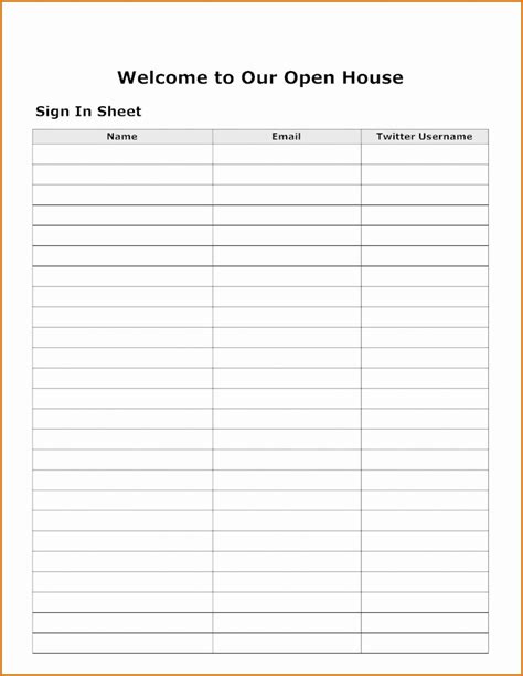 unique sign in sheet for open houses xls xlsformat