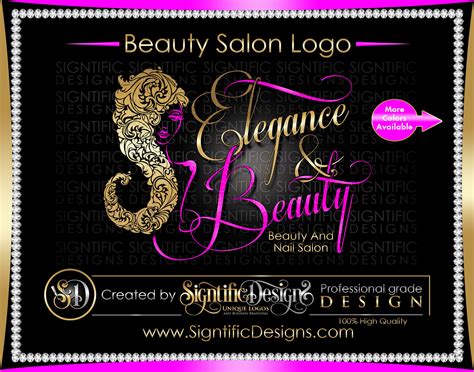 Beauty And Nail Salon Logo Custom Business Logo Silver And Etsy