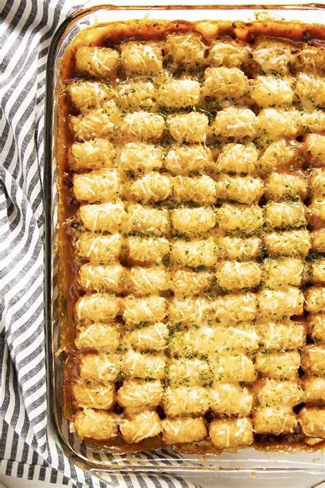 Either with or without beans. Tater Tot Chili Dog Casserole - The Salty Marshmallow