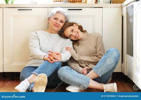 Happy Mature Mother And Daughter Enjoying Time Together At Home Stock Image Image Of Homey