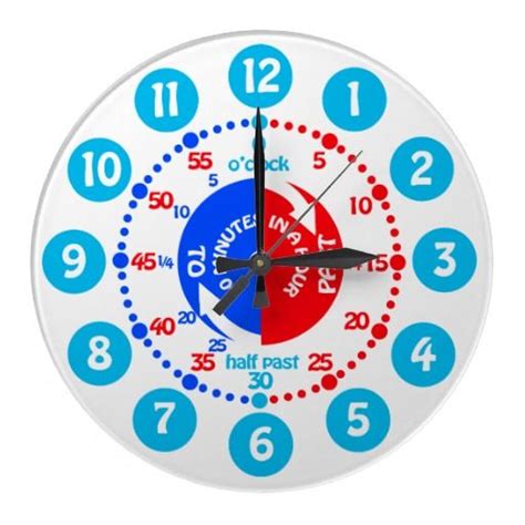 Boys Learn To Tell Time Blue Red Wall Clock Nz Grey Wall