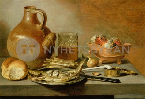 Still Life With Jug Herring And Smoking Requisites 1644 Oil On Panel