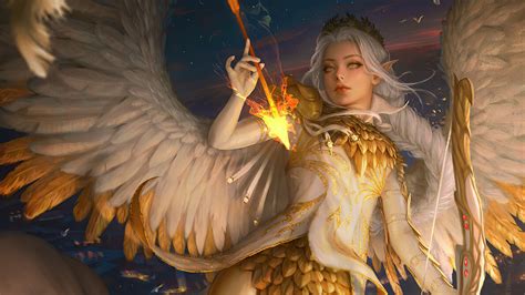 Angel With Fire Arrow And Bow 4k Hd Angel Wallpapers Hd Wallpapers