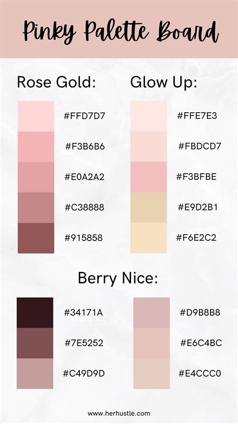 Pinky Palette Board For Web Digital Blog And Graphic Design With Hex
