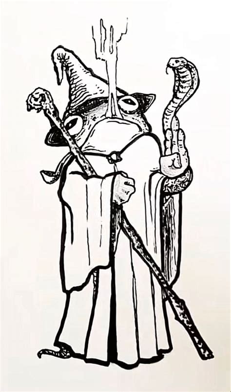 A Black And White Drawing Of A Wizard