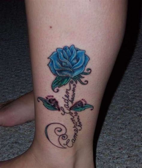 Cool red rose tattoo on foot. 36 Fancy Rose Tattoos On Leg