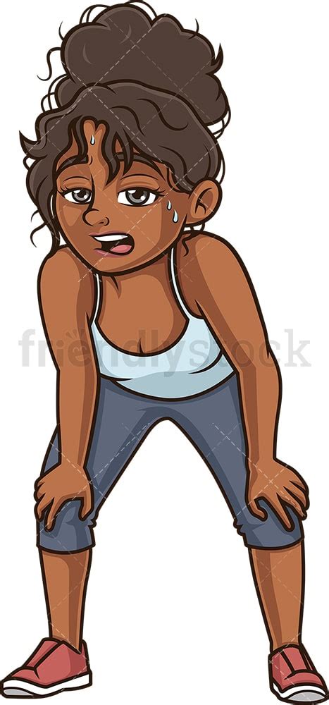Exhausted Black Woman Cartoon Clipart Vector Friendlystock