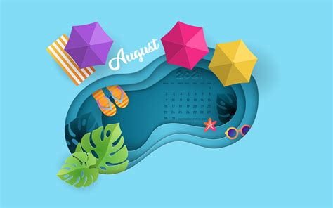 Download Wallpapers 2021 August Calendar Summer Background Swimming