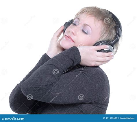 Beautiful Woman Listening To Music With Headphones Stock Photo Image
