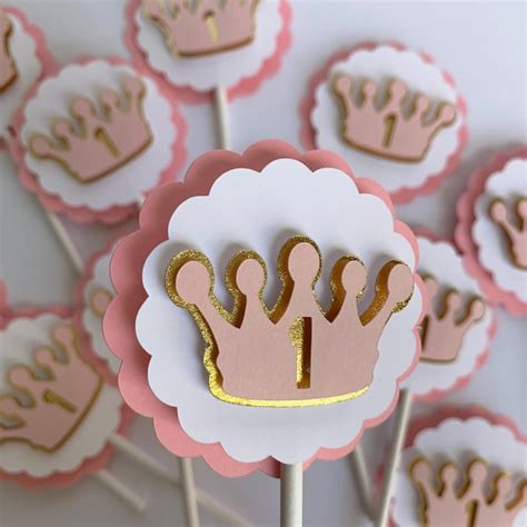 Princess Crown Cupcake Toppers Princess Theme Party Decorations Crown