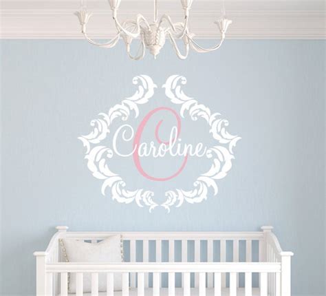 Vinyl Decal Wall Art Shabby Chic Monogram With Personalized