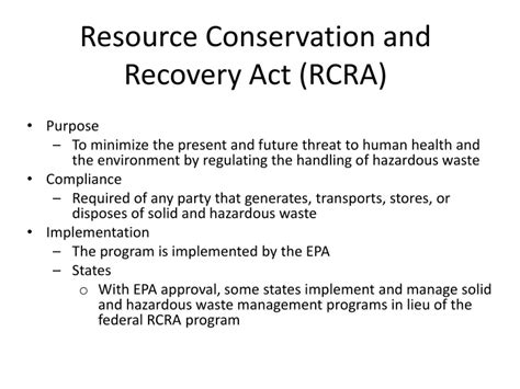 Ppt Resource Conservation And Recovery Act Rcra Powerpoint