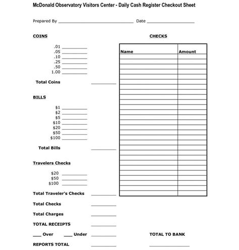 The Glamorous Free End Of Day Cash Register Report Template
