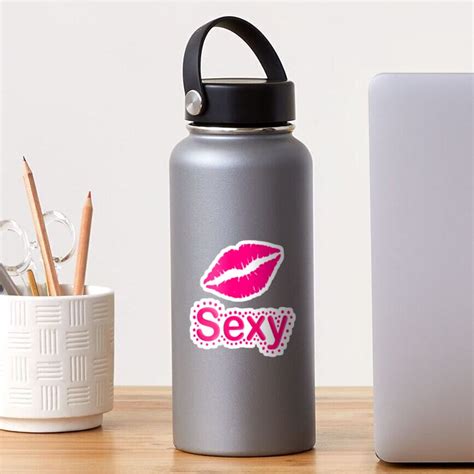 Sexy Word Saying With Dots And Lips Pink Sticker For Sale By Mortaldesigns Redbubble