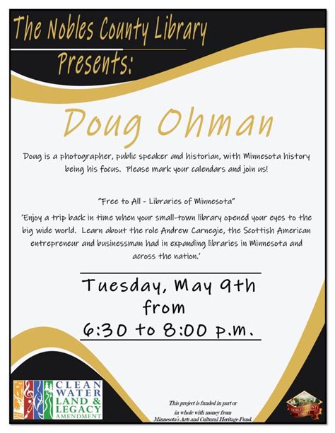 The Nobles County Library Presents Doug Ohman Plum Creek Library System