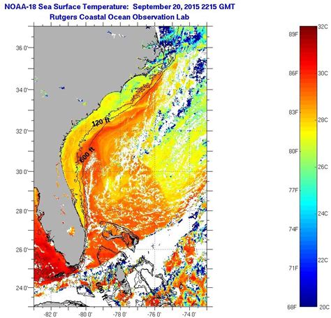 Florida Current Sea Surface Temperatures Monday September 21 2015 2