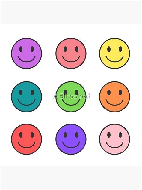 Smiley Face Sticker Pack Poster For Sale By Abinspired Redbubble