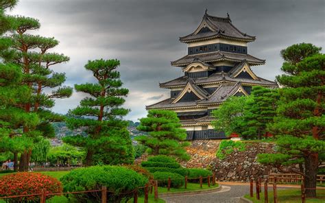 Gray Pagoda Building Asian Architecture Japan Matsumoto Castle Hd