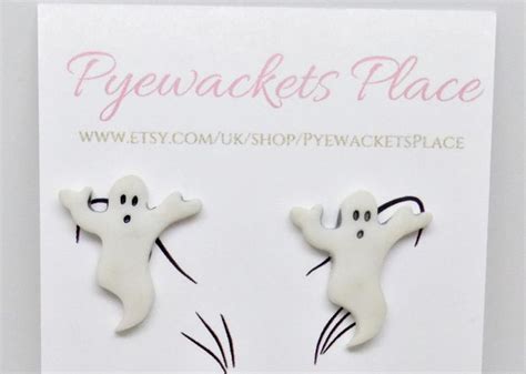 Ghost Earrings Halloween Earrings Ghost Studs Spooky Etsy Uk Ghost