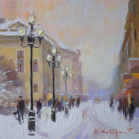 City Snow X O Gbd Elena Katsyura Winter Landscape Painting