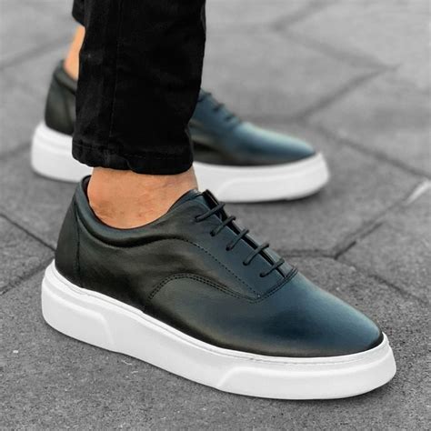 Premium Leather Casual Sneakers In Black White Martin Valen