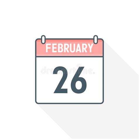 26th February Calendar Icon February 26 Calendar Date Month Icon