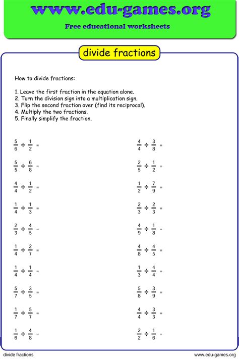Learning math is no easy task, least of all for watch those math grades go up as kids gradually solve worksheets with more advanced problems. Free Dividing Fraction worksheet | printable pdf worksheets