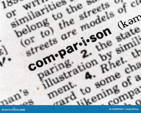 Closeup Of The Dictionary Definition Of The Word Comparison Stock Photo