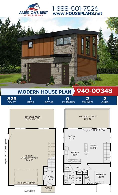 House Plan 940 00156 Modern Plan 825 Square Feet 1 Bedroom 1