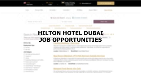 Hilton Hotel Uae Job Openings 2024 January Dubai Ofw
