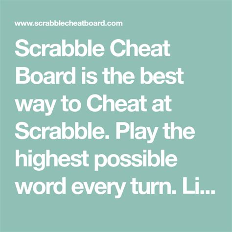 Scrabble Cheat Board Is The Best Way To Cheat At Scrabble Play The
