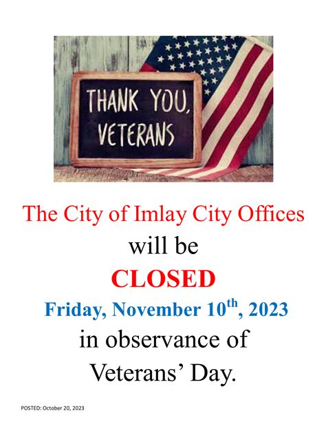 Closed On November 10th In Observance Of Veterans Day Imlay City